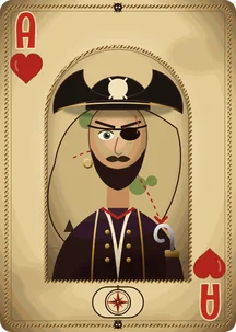 Kec herc iz Piratskih karata: kapetan sa kukom i povezom preko oka